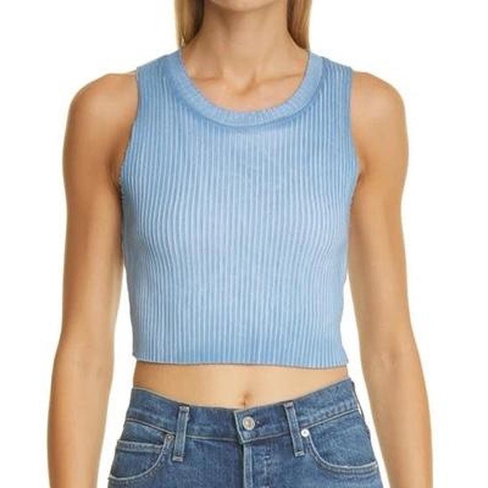 Cotton Citizen Ibiza crop tank top in aqua mix, size M